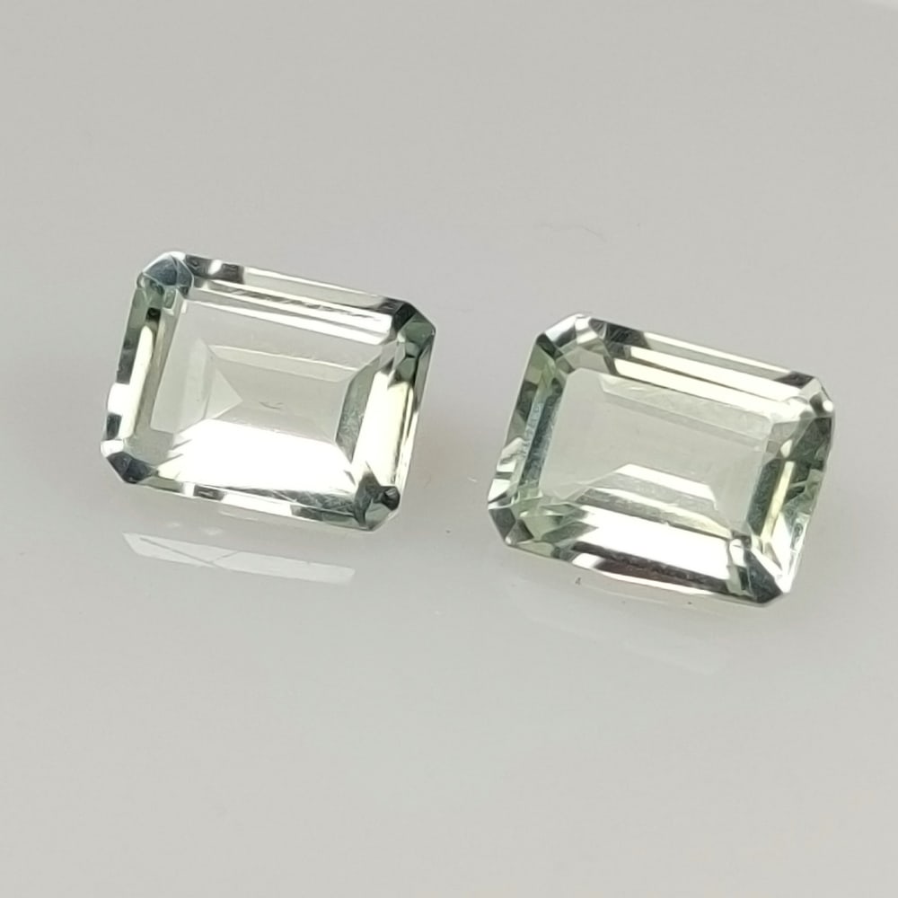 4.32 Ct Natural Green Amethyst Octagon Cut Pair (1 of 2)