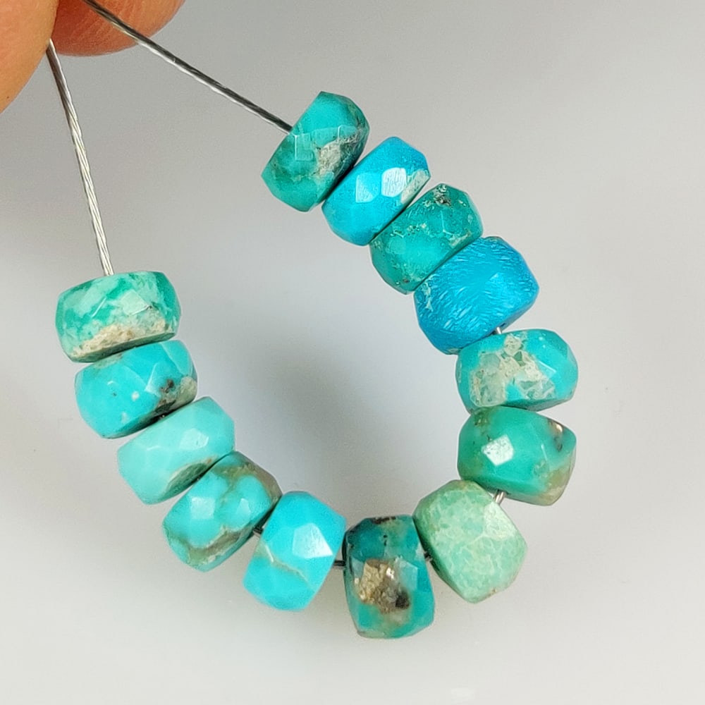 11.23 Ct Natural Blue Turquoise Round Beads: Weight - 11.23 Ct / Dimensions - 5.60 - 5.90 mm / 13 Pc's / Good Color / Drilled Round Beads- Ready for Jewellery Setting / Origin - Arizona / Treatment - None