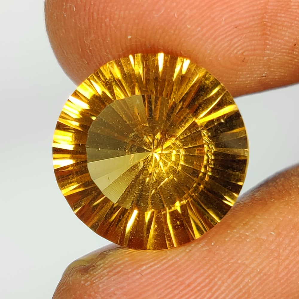 7.25 Ct Natural Yellow Citrine Round Special Ideal Cut (1 of 2)