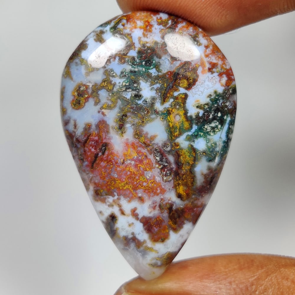 35.05 Ct Natural Jasper Quartz Pear Cab: Weight - 35.05 Ct / Size - 36.00 x 20.00 x 4.80 mm / Shape - Pear Cab / Clarity - Opaque / Origin - Brazil / Treatment - None