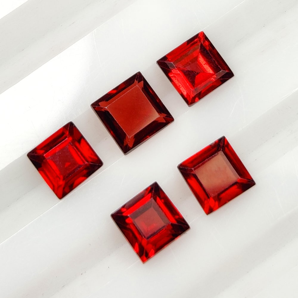 4.05 Ct Natural Almandite Garnet Square Cut Set (1 of 2)
