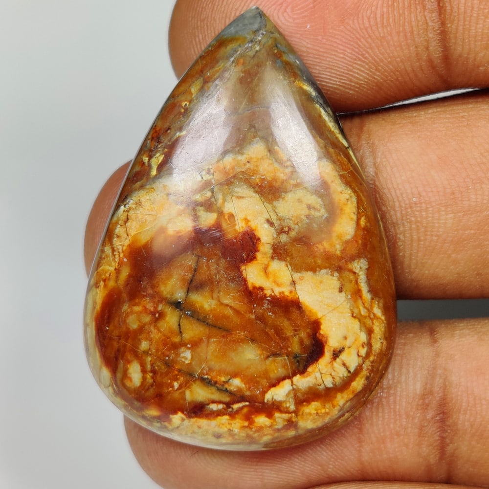 47.80 Ct Natural Jasper Quartz Pear Cab: weight - 47.80 Ct / Size - 37.00 x 28.00 x 6.50 mm / Shape - Excellent Pear Cab / Origin - Brazil / Treatment - None