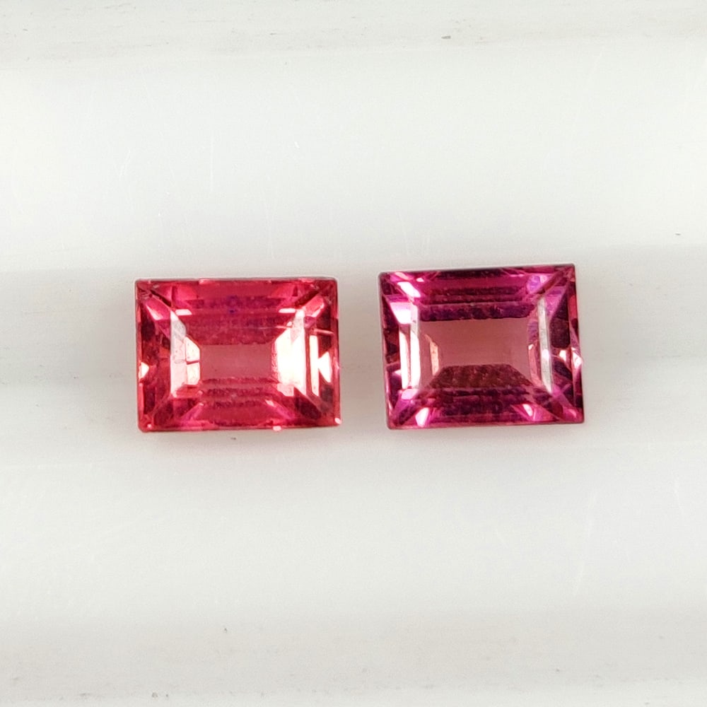 1.21 Ct Natural Pink Tourmaline Octagon Cut Pair: Weight - 1.21 Ct / Dimensions -5.30 x 4.30 x 3.30 mm / 2 Pc's / Shape - Octagon Cut / Color - Pink / Clarity - VVS / Origin - Mozambique / Treatment - None