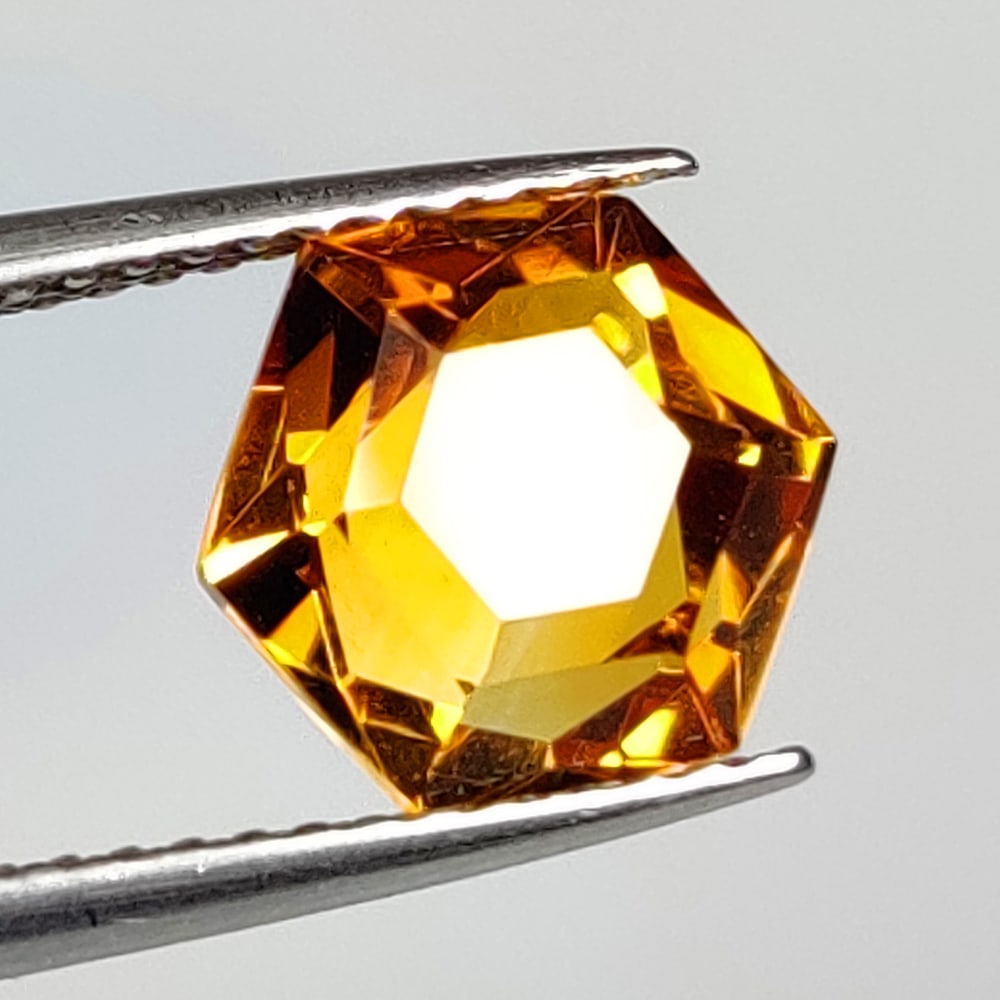 2.38 Ct Natural Yellow Citrine Hexagon Cut: Weight - 2.38 Ct / Dimensions - 9.30 x 8.10 x 4.90 mm / Shape - Heagon Cut / Color - Yellow / Clarity - VVS / Origin - Brazil / Treatment - Heated