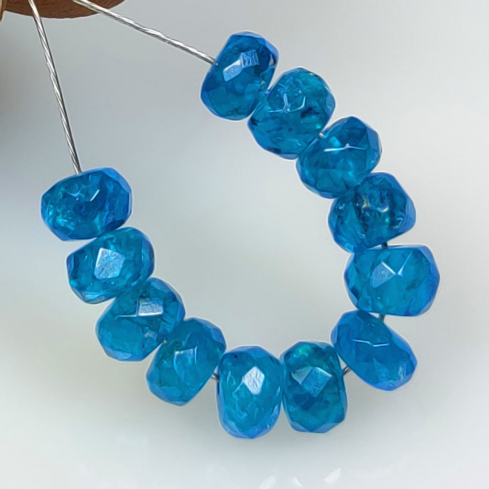 7.40 Ct Natural Blue Apatite Round cut Beads: Weight - 7.40 Ct / Dimensions - 4.50 - 4.80 mm / 12 Pc's / Top Class Quality / Round cut Beads / Origin - Brazil / Treatment - None