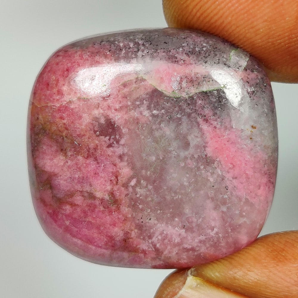48.28 Ct Natural Pink Rhodonite Cushion Cab: Weight - 48.28 Ct / Dimensions - 23.00 x 23.00 x 8.20 mm / Shape -Cushion Cab / Transparency - Opaque / Origin - Brazil / Treatment - None
