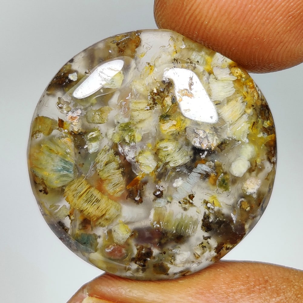 27.15 Ct Natural Jasper Quartz Round Cab: weight - 27.15 Ct / Size - 24.00 x 24.00 x 6.10 mm / Shape - Excellent Round Cab / Origin - Brazil / Treatment - None