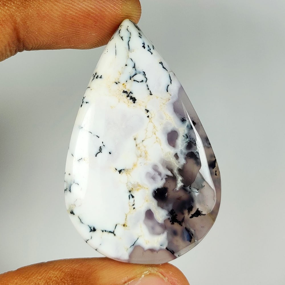 50.27 Ct Natural Dendrite Opal Pear Cab (1 of 2)