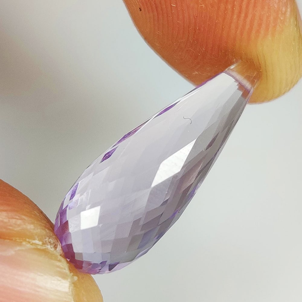 8.52 Ct Natural Purple Amethyst Pear drop: Weight - 8.52 Ct / Dimensions - 22.00 x 7.90 x 7.90 mm / Shape - Pear Drop/ Color - Purple / Clarity - VVS / Origin -Brazil / Treatment - Heated
