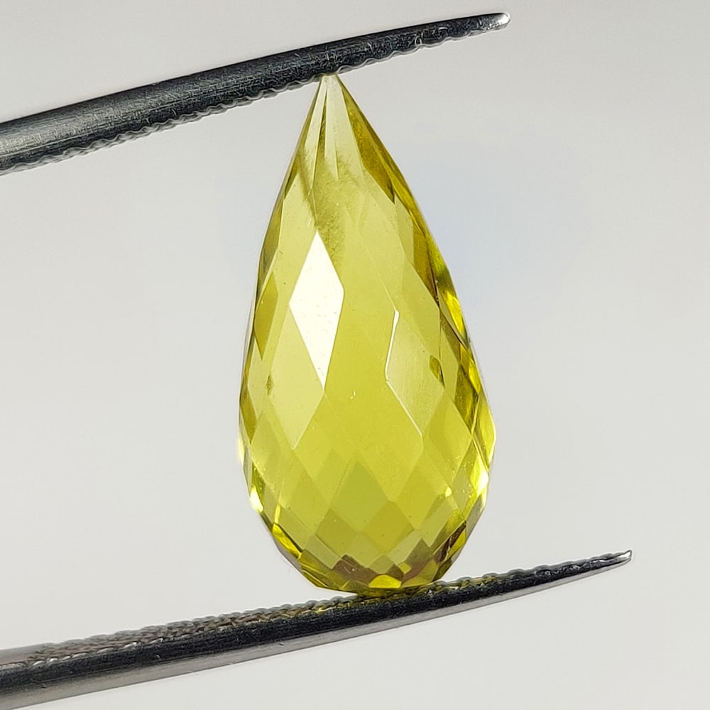 6.44 Ct Natural Lemon Quartz Pear Drop: Weight - 6.44 Ct / Dimensions - 17.10 x 8.30 x 8.30 mm / Top Quality Luster / Excellent Pear drop / Origin - Brazil / Comments - Heated