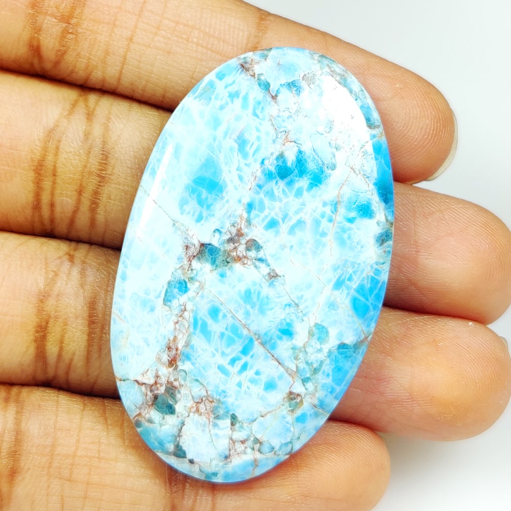 51.63 Ct Natural Blue Magnesite Turquoise Oval Cab (1 of 2)