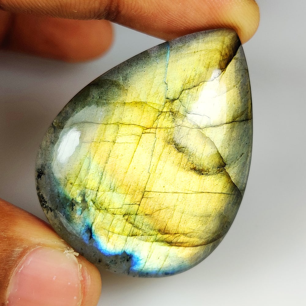 88.47 Ct Natural Labradorite Pear Cab (1 of 2)