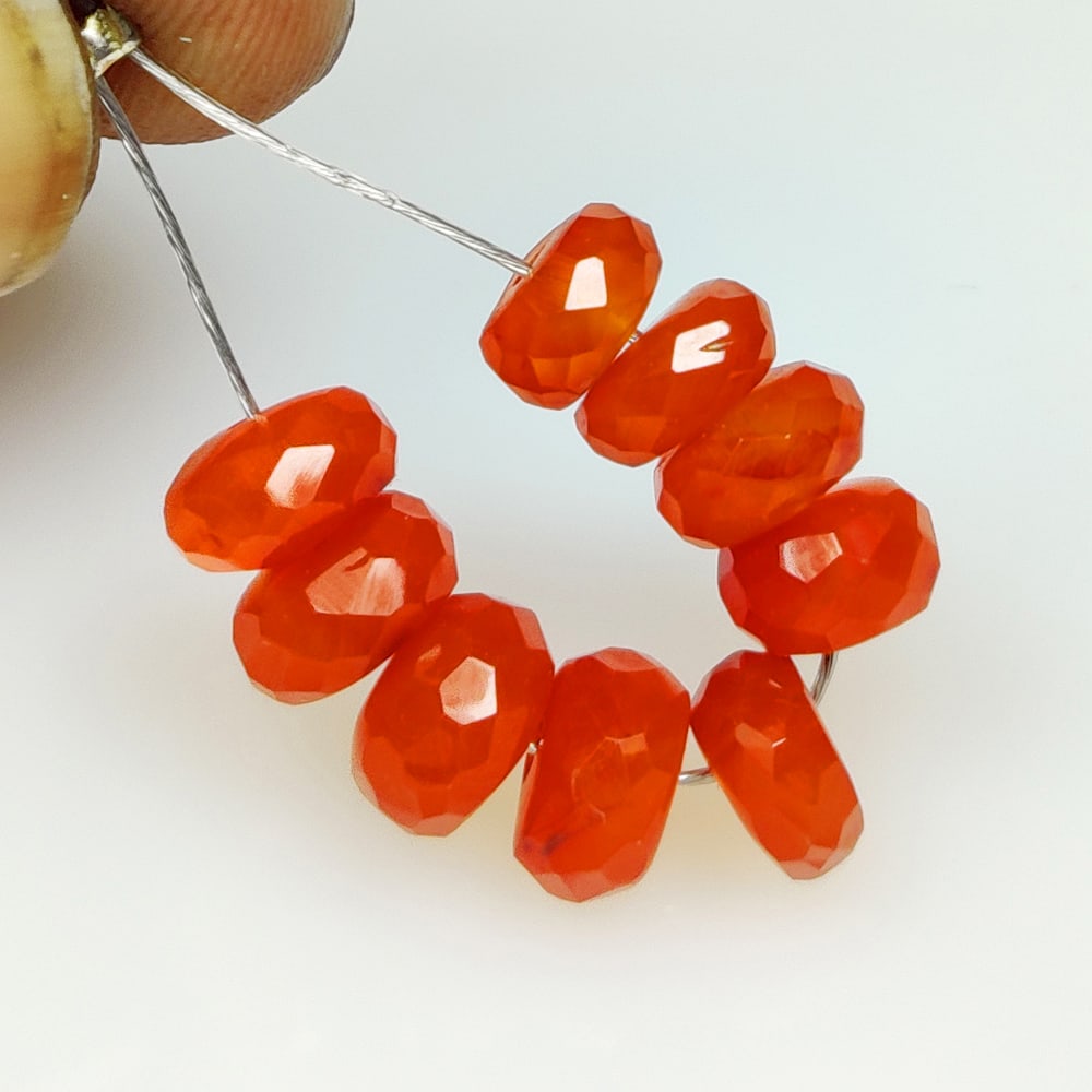 12.07 Ct Natural Orange Carnelian Round Cut Beads: Weight - 12.07 Ct / Dimensions - 6.20 - 7.10 mm / 9 Pc's / Shape & Cut - Round Cut Beads / Transparency - Semi - Opaque / Origin - Brazil