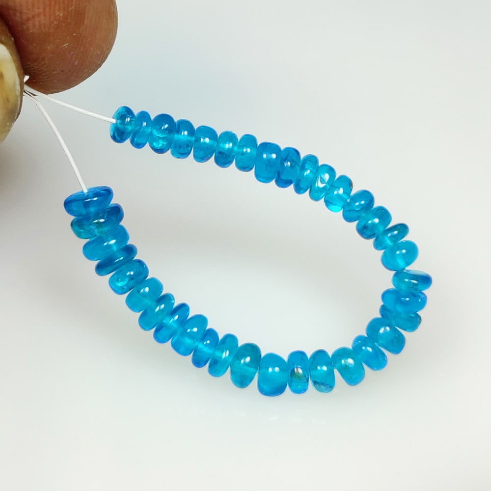7.36 Ct Natural Blue Apatite Round Beads: Weight - 7.36 Ct / Dimensions - 3.10 - 3.60 mm / 37 Pc's / Top Class Quality / Round Beads / Origin - Brazil / Treatment - None