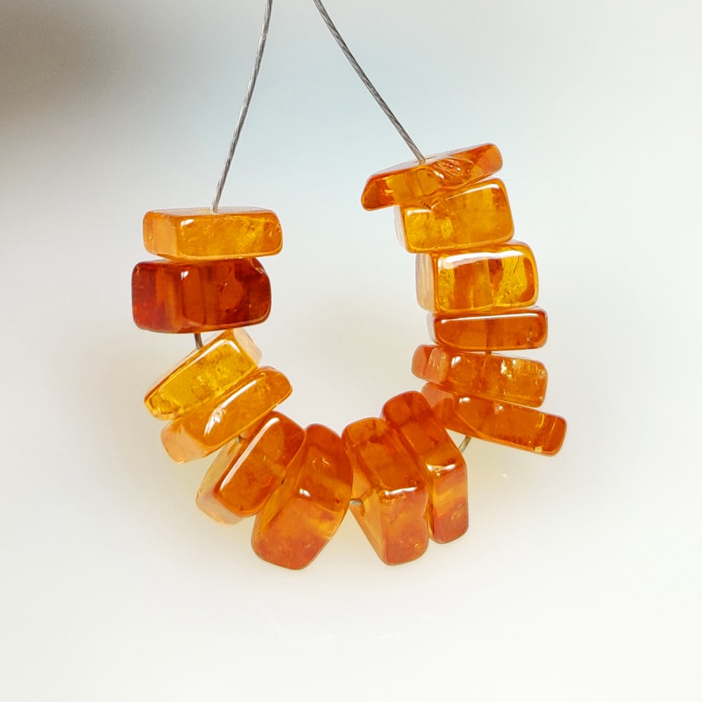 20.25 Ct Natural Orange Hessonite Garnet Square Beads (1 of 2)