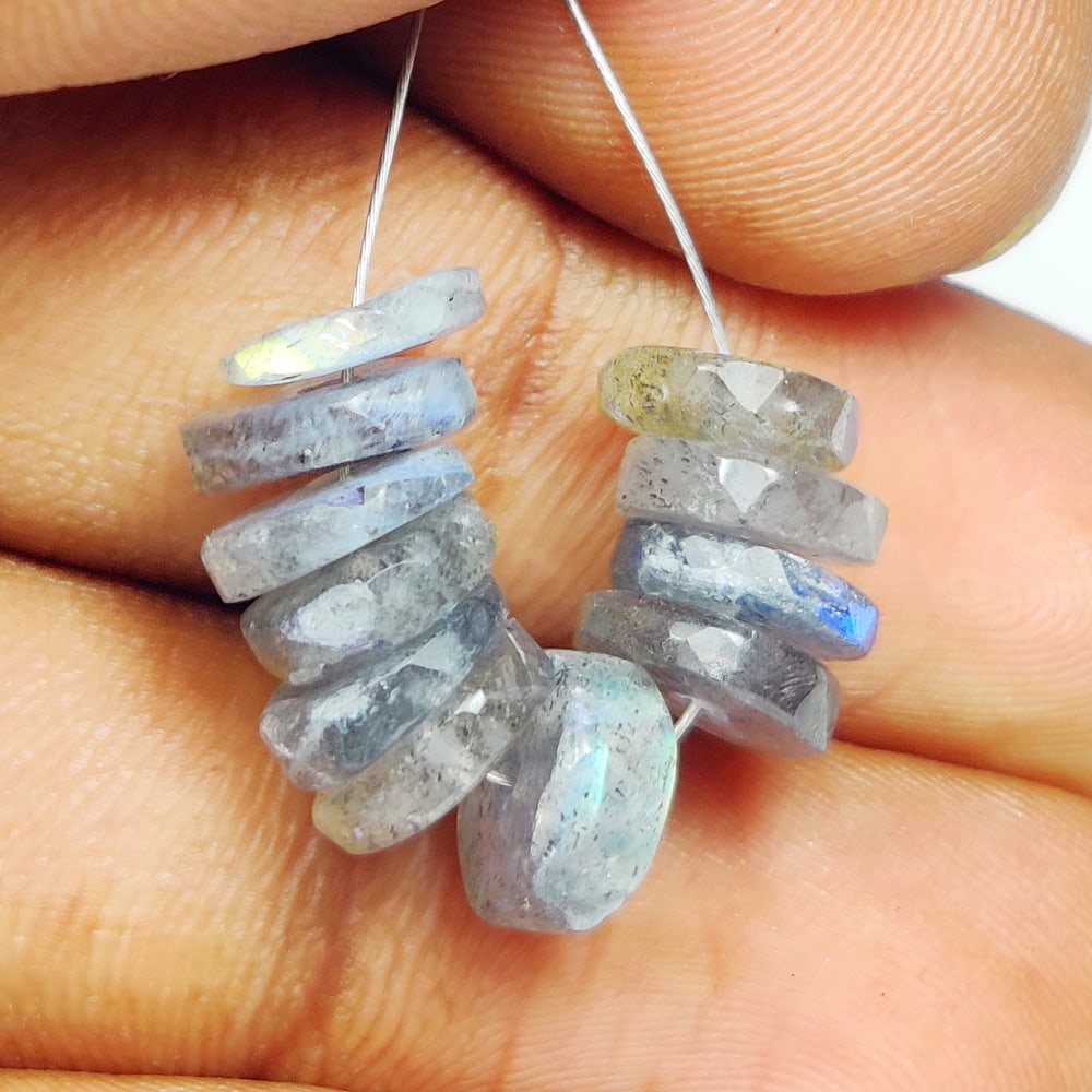 11.90 Ct Natural Labradorite Round Cut Beads: Weight - 11.90 Ct / Dimensions - 7.40 - 7.60 mm / 10 Pc's / Shape - Excellent Round Cut Beads / Clarity - Opaque / Origin - Africa / Treatment - None