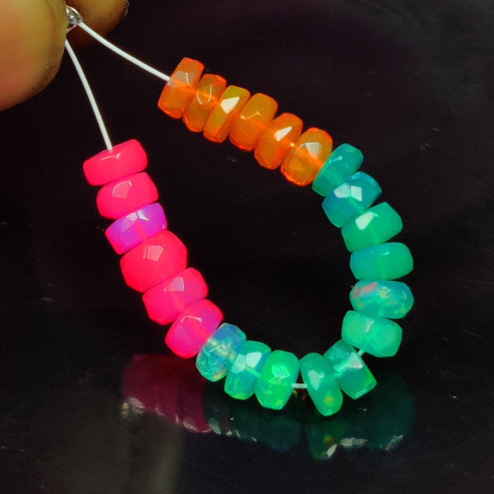 5.79 Ct Natural Multicolor Fire Opal Round Beads: Weight - 5.79 Ct / Size - 4.50 - 4.80 mm / 23 Pc's / Shape - Round Beads / Color - Multicolor / Clarity - Translucent / Origin - Ethiopia / Treatment - Color Heated