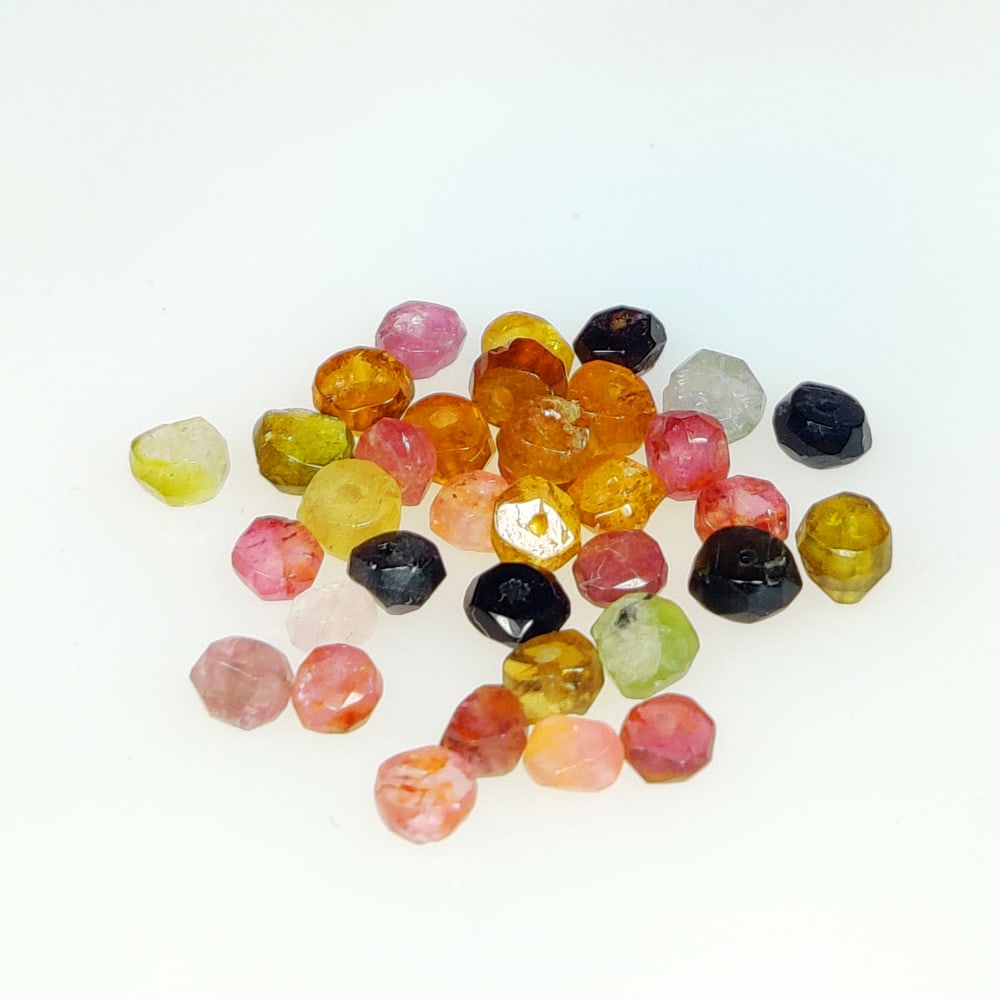 6.59 Ct Natural Multicolor Tourmaline Round Cut Beads: Weight - 6.59 Ct / Dimensions - 3.10 - 4.00 mm / 36 Pc's / Shape & Cut - Round Cut Beads / Color - Multicolor / Transparency - Transparent / Comments - Unheated