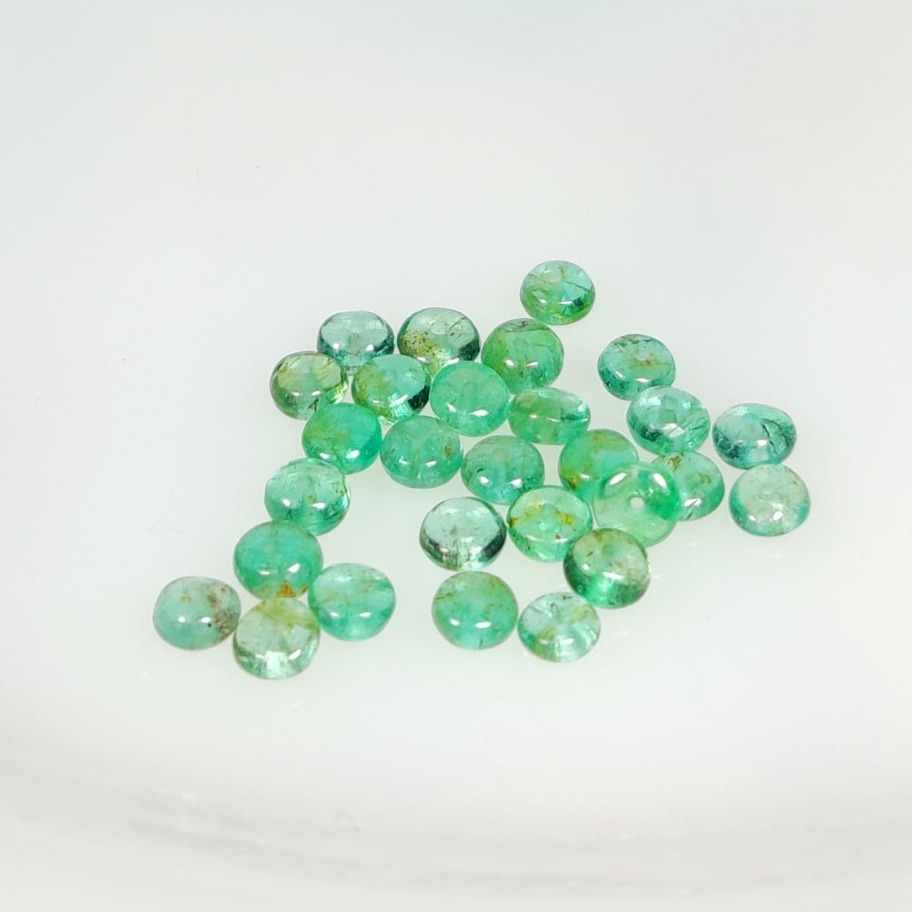 4.88 Ct Natural Zambian Emerald Round Beads: Weight - 4.88 Ct / Size - 3.30 - 3.70 mm / 28 Pc's / Shape - Round Beads / Color - Green / Clarity - SI / Origin - Zambia / Treatment - Natural Emeralds are commonly enhanced by oil