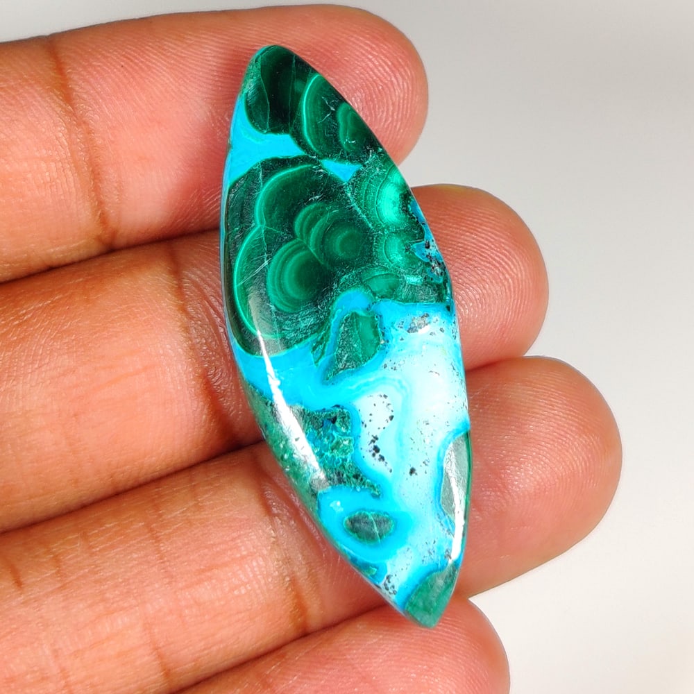 32.86 Ct Natural Azumalachite Marquise Cab (1 of 2)