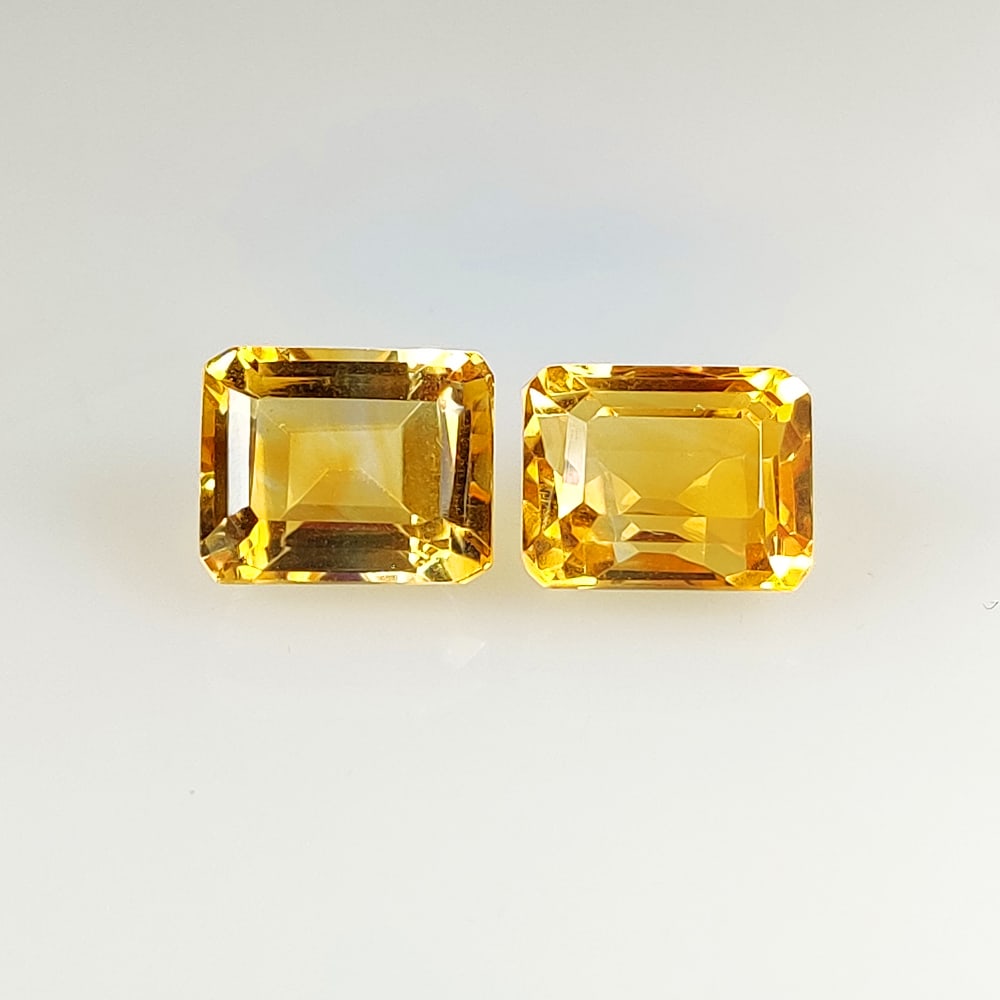 7.38 Ct Natural Yellow Citrine Octagon Cut Pair (1 of 2)