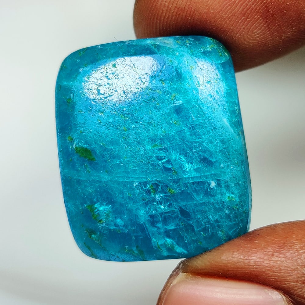 43.17 Ct Natural Neon Blue Apatite Cushion Cab (1 of 2)