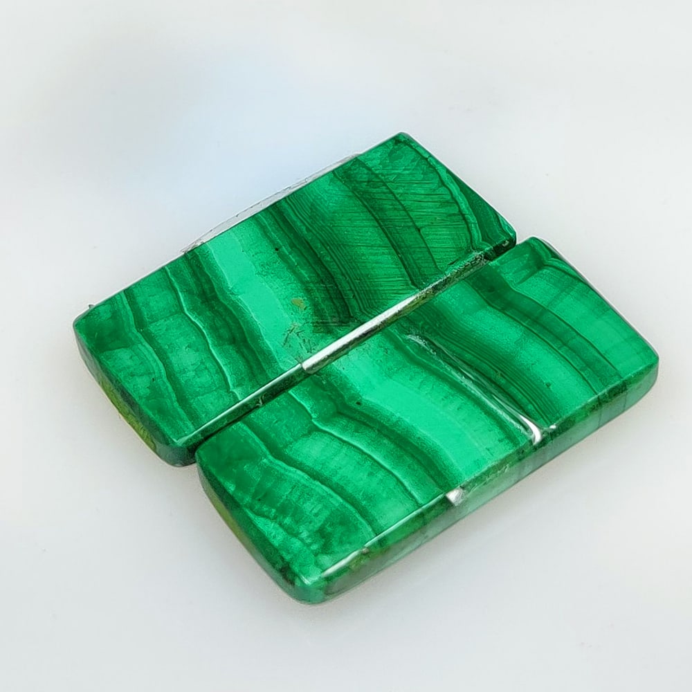 29.43 Ct Natural Green Malachite Rectangle Cab Pair (1 of 2)