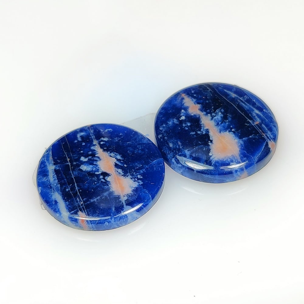 26.93 Ct Natural Sodalite Round Cab Pair (1 of 2)