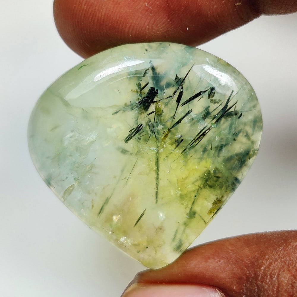 48.70 Ct Natural Green Rutile Prehnite Pear Cab (1 of 2)