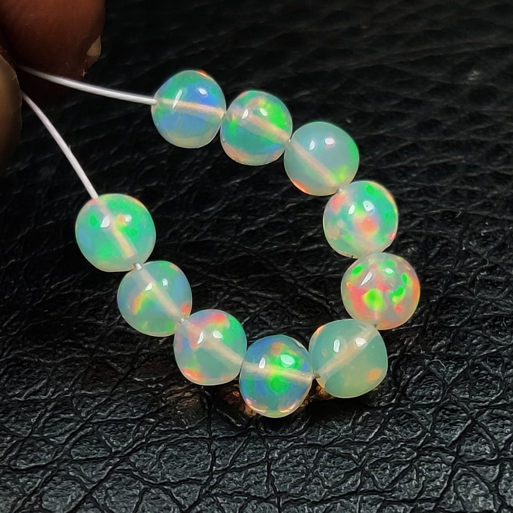 3.16 Ct Natural Multicolor Welo Opal Ball Beads (1 of 2)