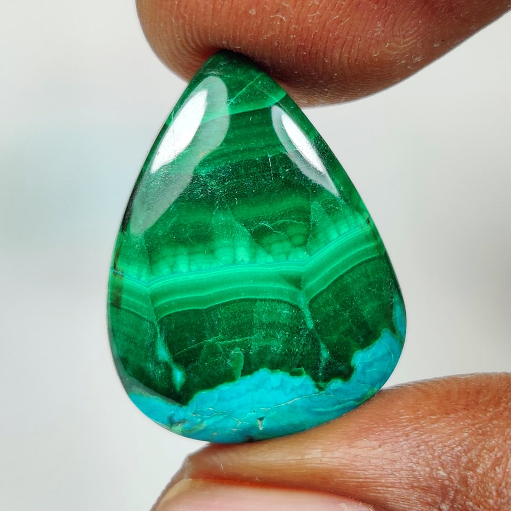 21.77 Ct Natural Azur-Malachite Pear cab (1 of 2)