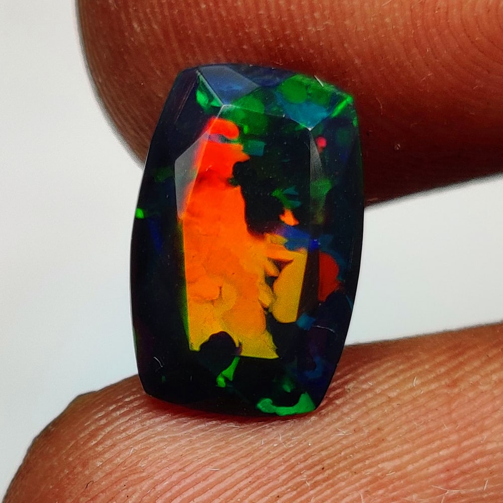 1.48 Ct Natural Black Flashing Fire Opal Cushion Cut (1 of 3)