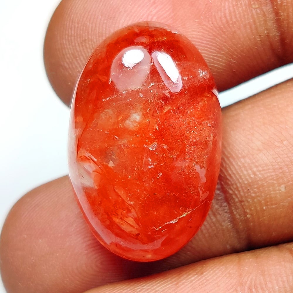 29.62 Ct Natural Orange Rutile Quartz Oval Cab (1 of 2)