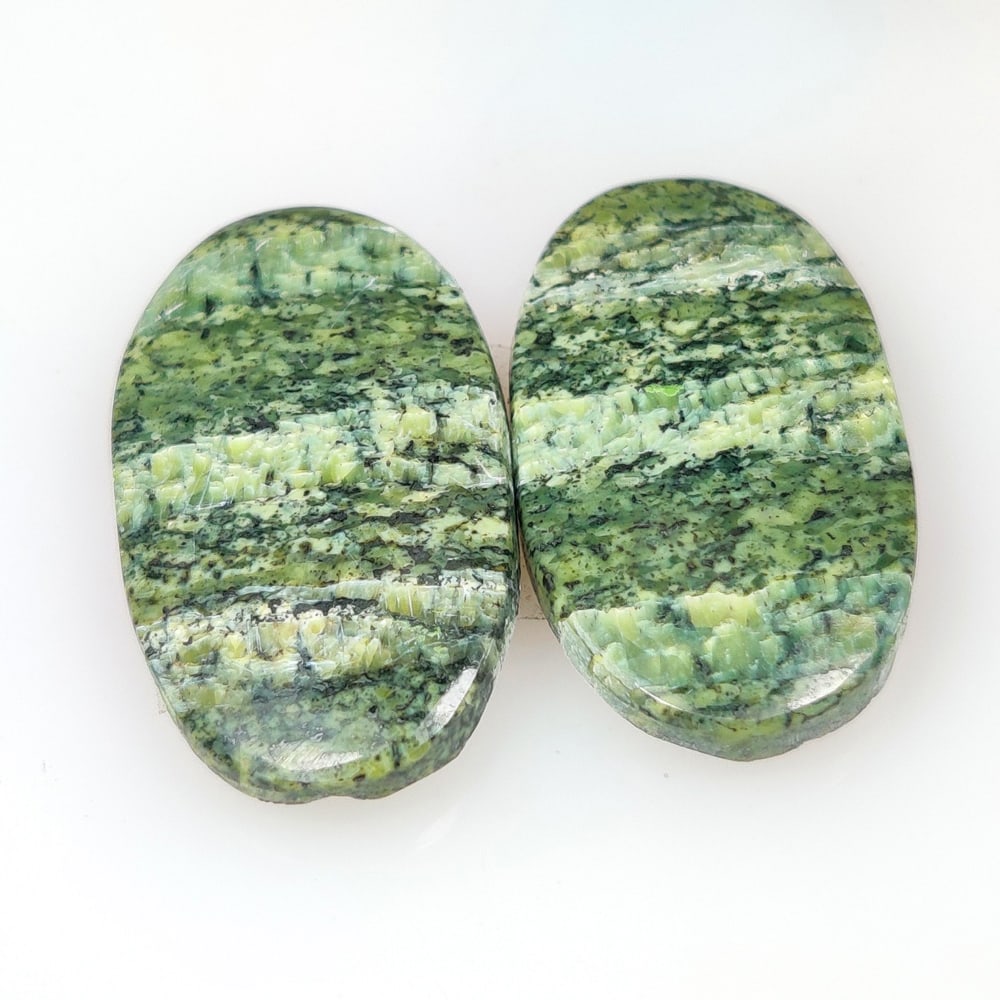 26.71 Ct Natural Green Serpentine Oval Pair (1 of 2)