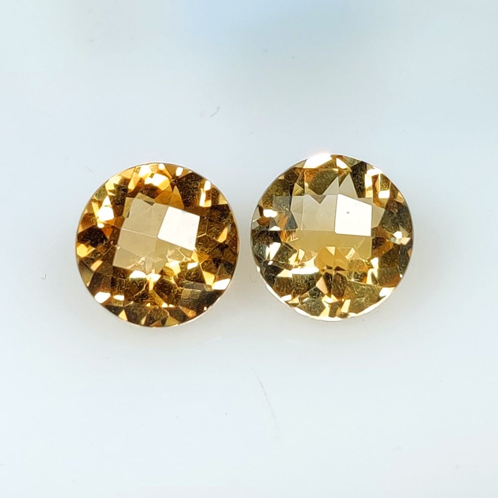 6.66 Ct Natural Yellow Citrine Round Pair (1 of 2)