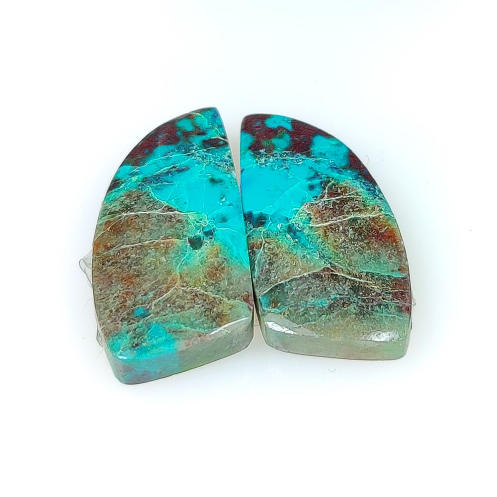 18.43 Ct Natural Chrysocola Shattuckite Fancy Cab Pair (1 of 2)