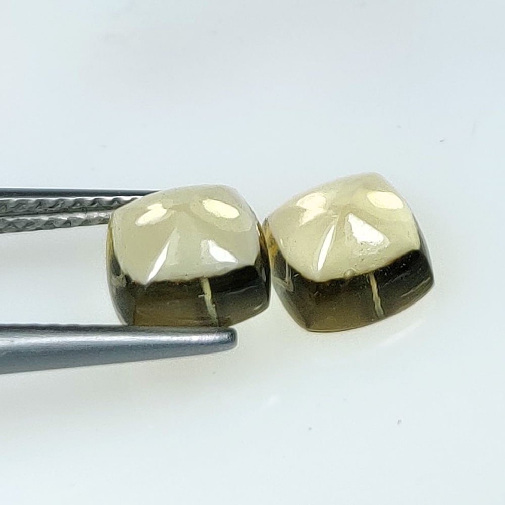 3.79 Ct Natural Lemon Quartz Cushion Sugar Loupe Pair (1 of 2)