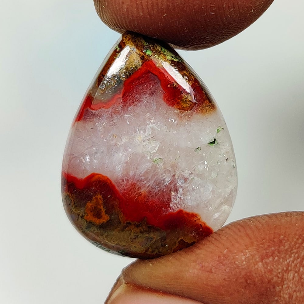 15.35 Ct Natural Seam Agate Pear Cab (1 of 2)