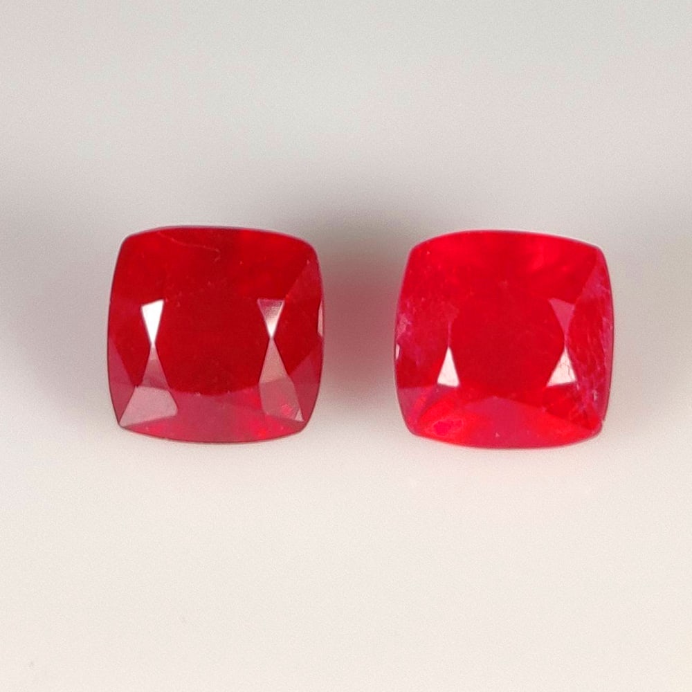 5.78 Ct Natural Pinkish Red Ruby Cushion Cut Pair (1 of 2)