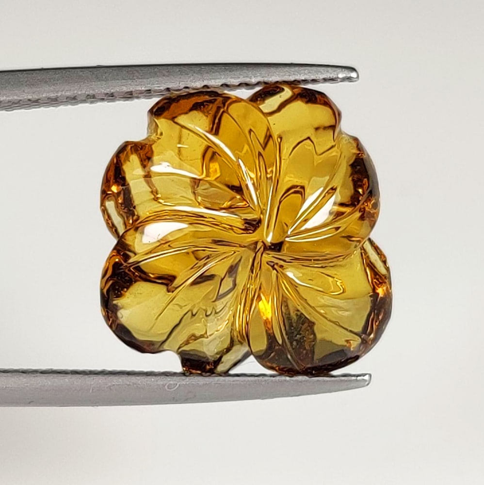 8.10 Ct Natural Honey Quartz Fancy Flower Carving (1 of 2)
