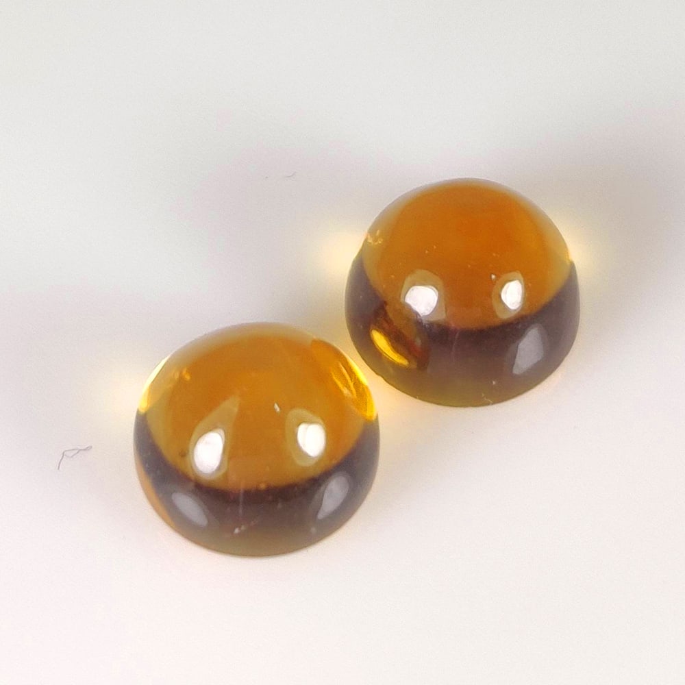3.20 Ct Natural Yellow Citrine Round Cab Pair (1 of 2)