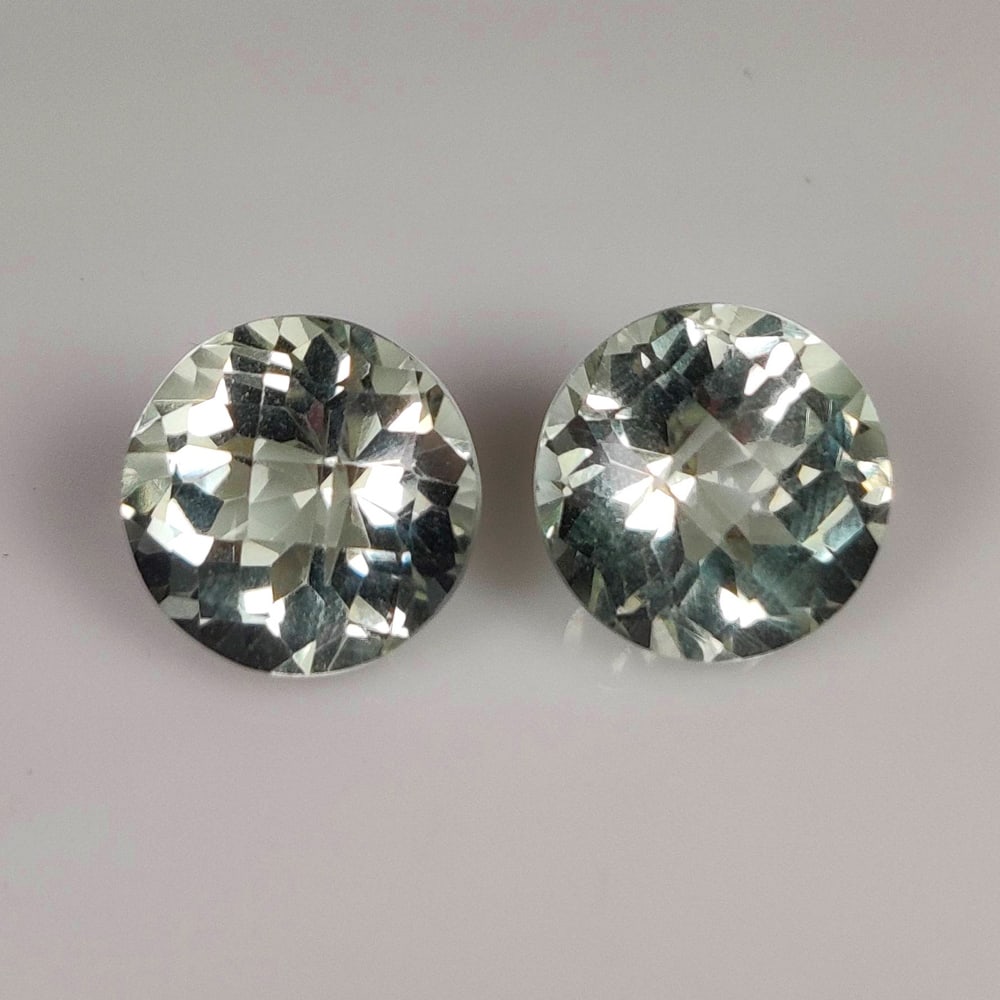 8.20 Ct Natural Green Amethyst Round Cut Pair (1 of 2)