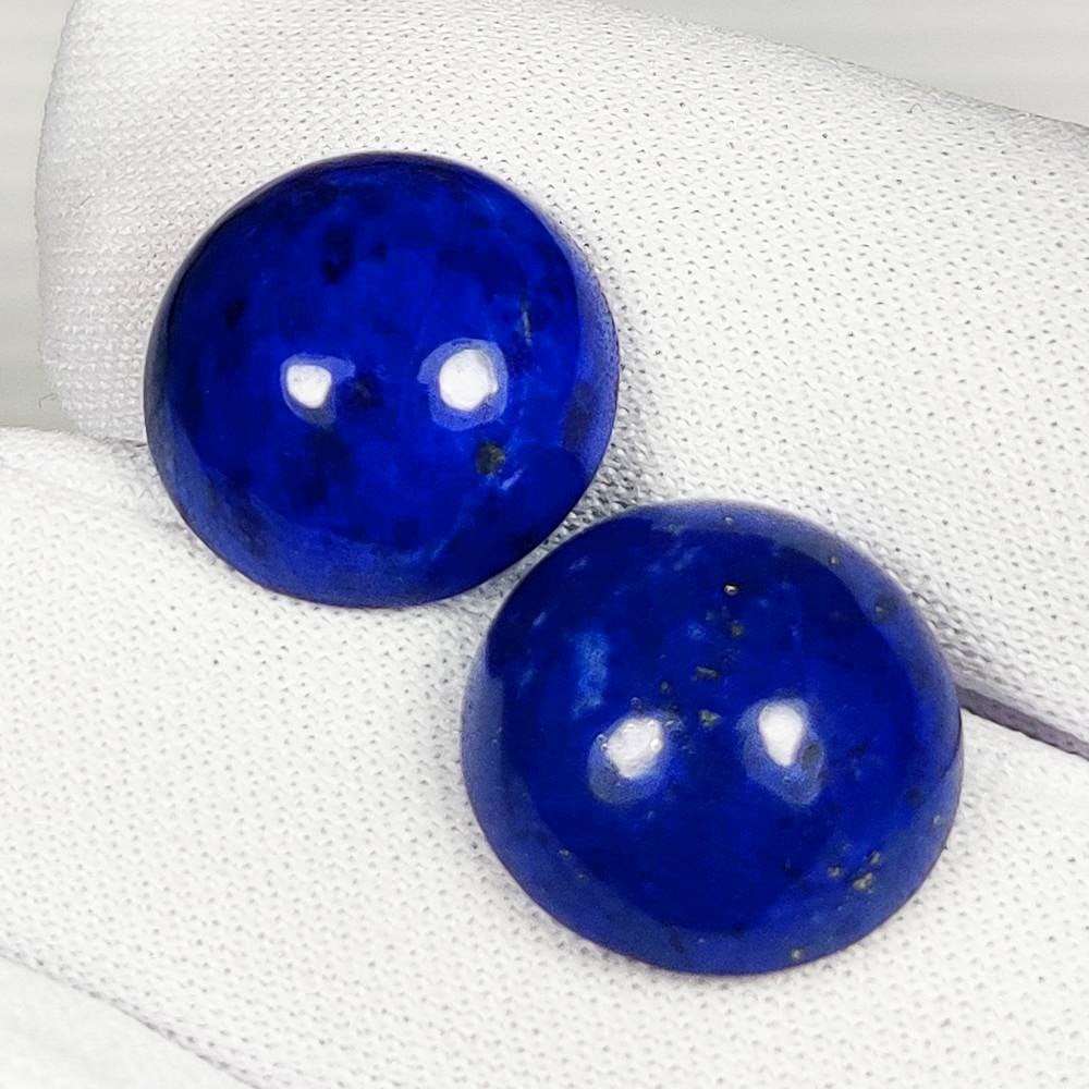21.05 Ct Natural Blue Lapis Lazuli Round Cab Pair (1 of 2)