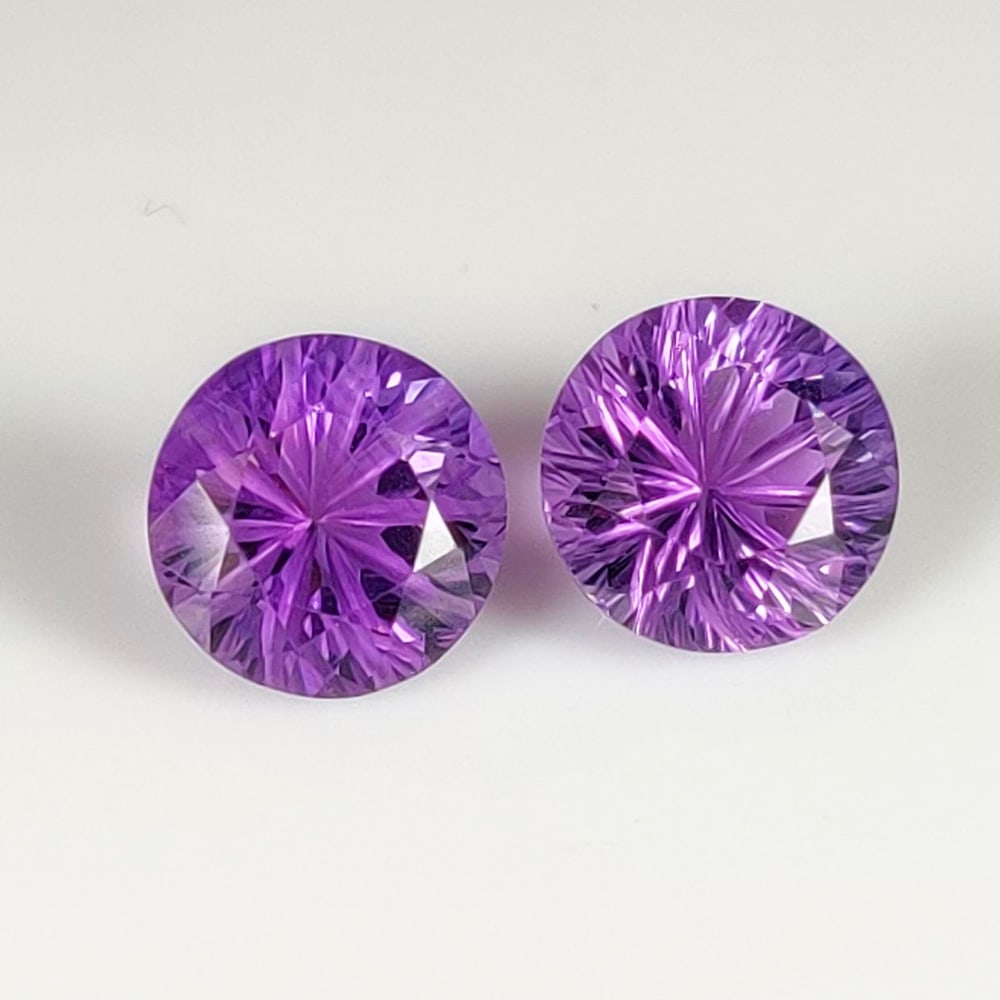 3.82 Ct Natural Purple Amethyst Round cut Pair (1 of 2)