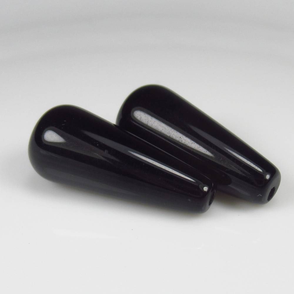 16.95 Ct Natural Black Onyx Fancy Pear Drop Pair (1 of 2)