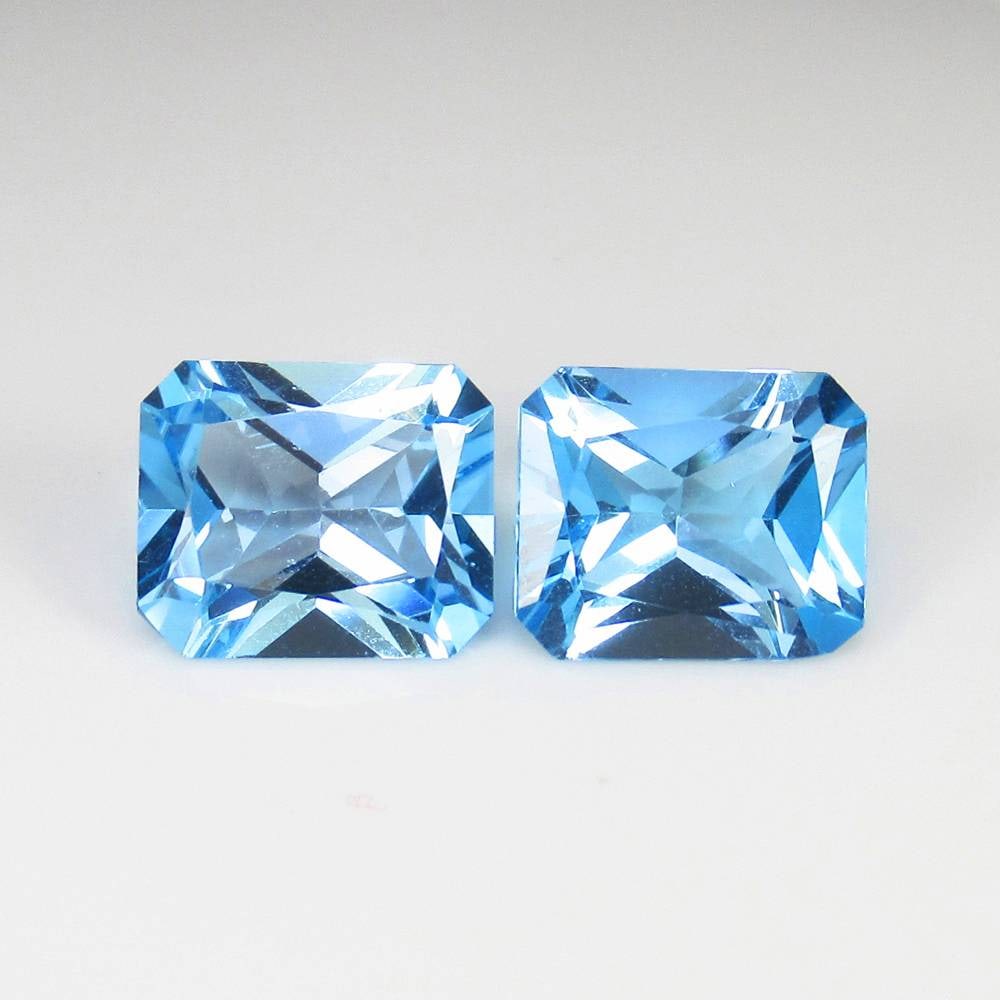 12.77 Ct Natural Blue Topaz Octagon Cut Pair (1 of 2)