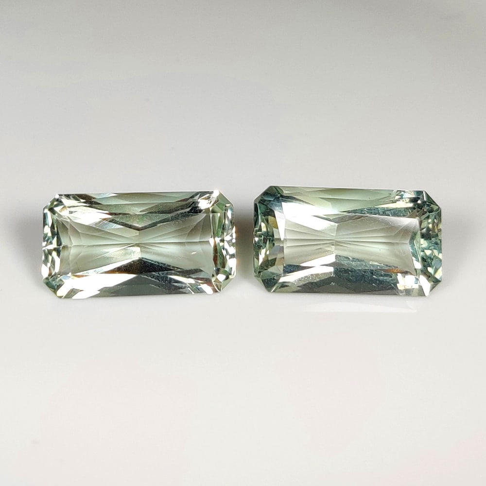 15.34 Ct Natural Green Amethyst Octagon Cut Pair (1 of 3)