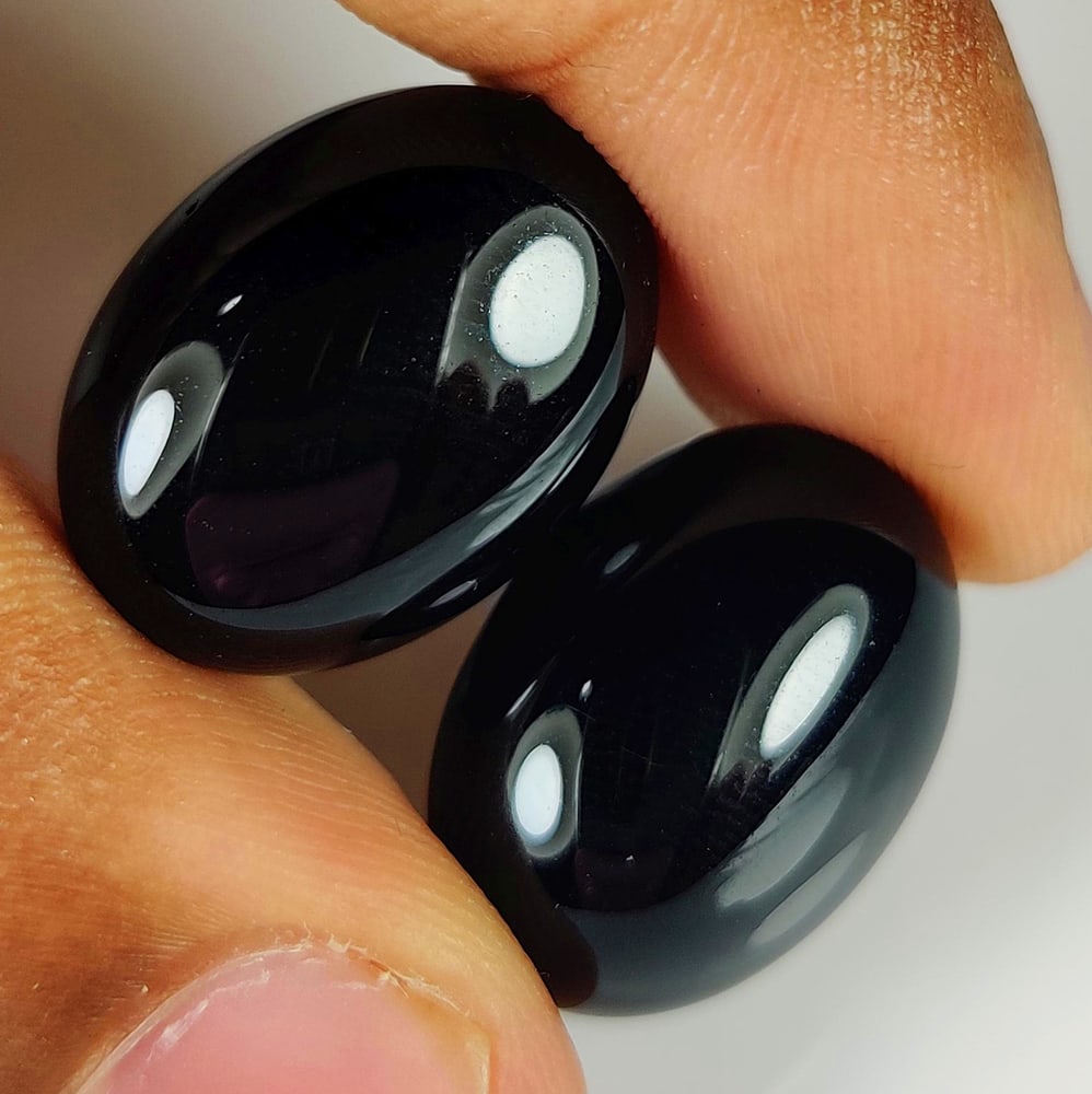 33.10 Ct Natural Black Onyx Oval Cab Pair (1 of 2)