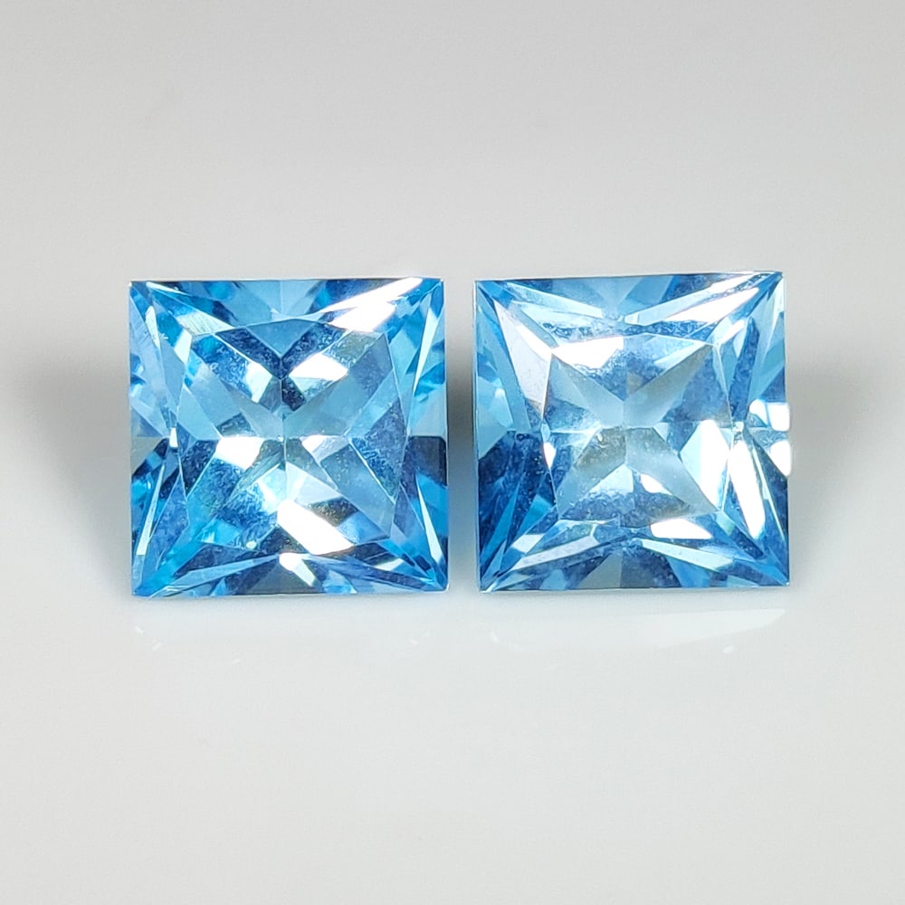 8.74 Ct Natural Blue Topaz Square Cut Pair (1 of 2)