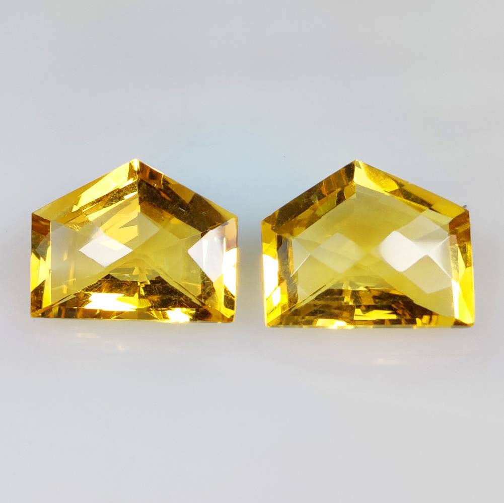 19.44 Ct Natural Yellow Citrine Fancy Cut Pair (1 of 2)